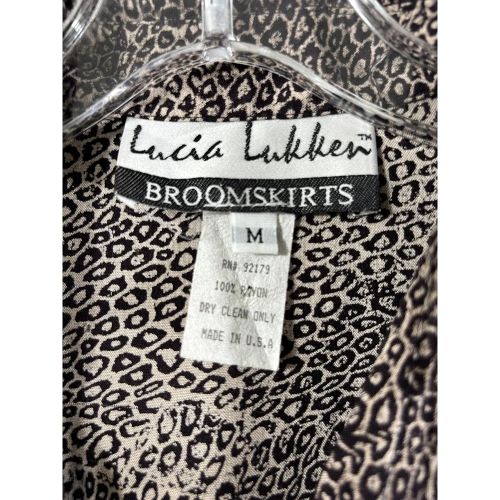 Vintage Lucia Lufkin Broomskirts Dress‎ Womens Medium Brown Leopard Maxi 90s Y2K